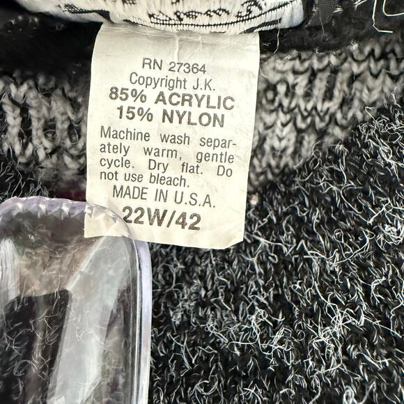 Vintage Jolie New York Neon Chunky Knit Sweater Oversized XL Made in USA 80s 90s - Picture 6 of 7